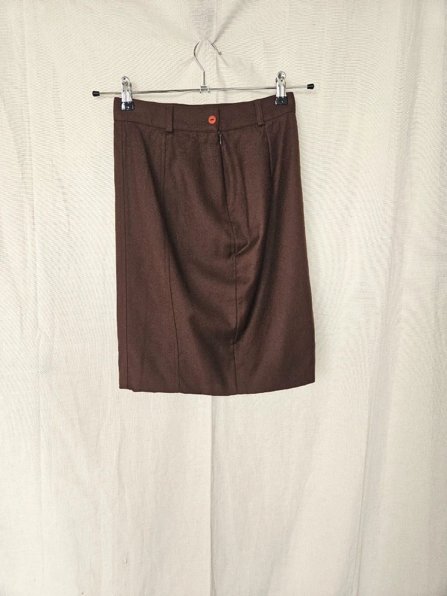 Bruine wollen vintage rok | XS/S