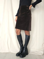 Kastanje bruine fluwelen vintage rok | L