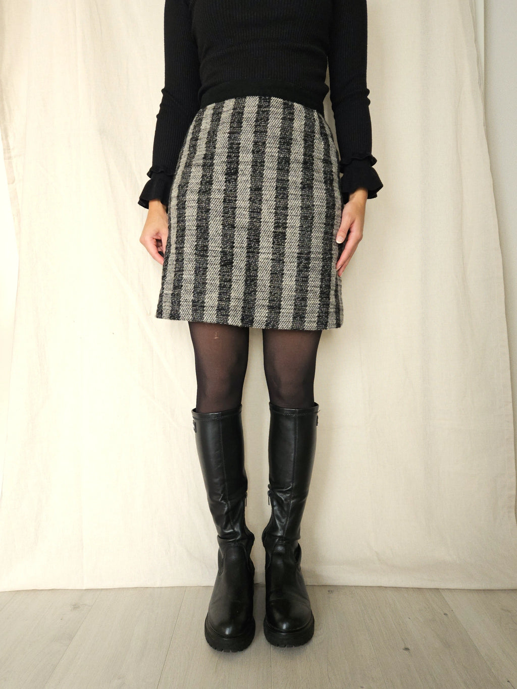 Wollen vintage rok met strepen | M