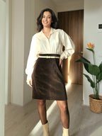 Kastanje bruine fluwelen vintage rok | L