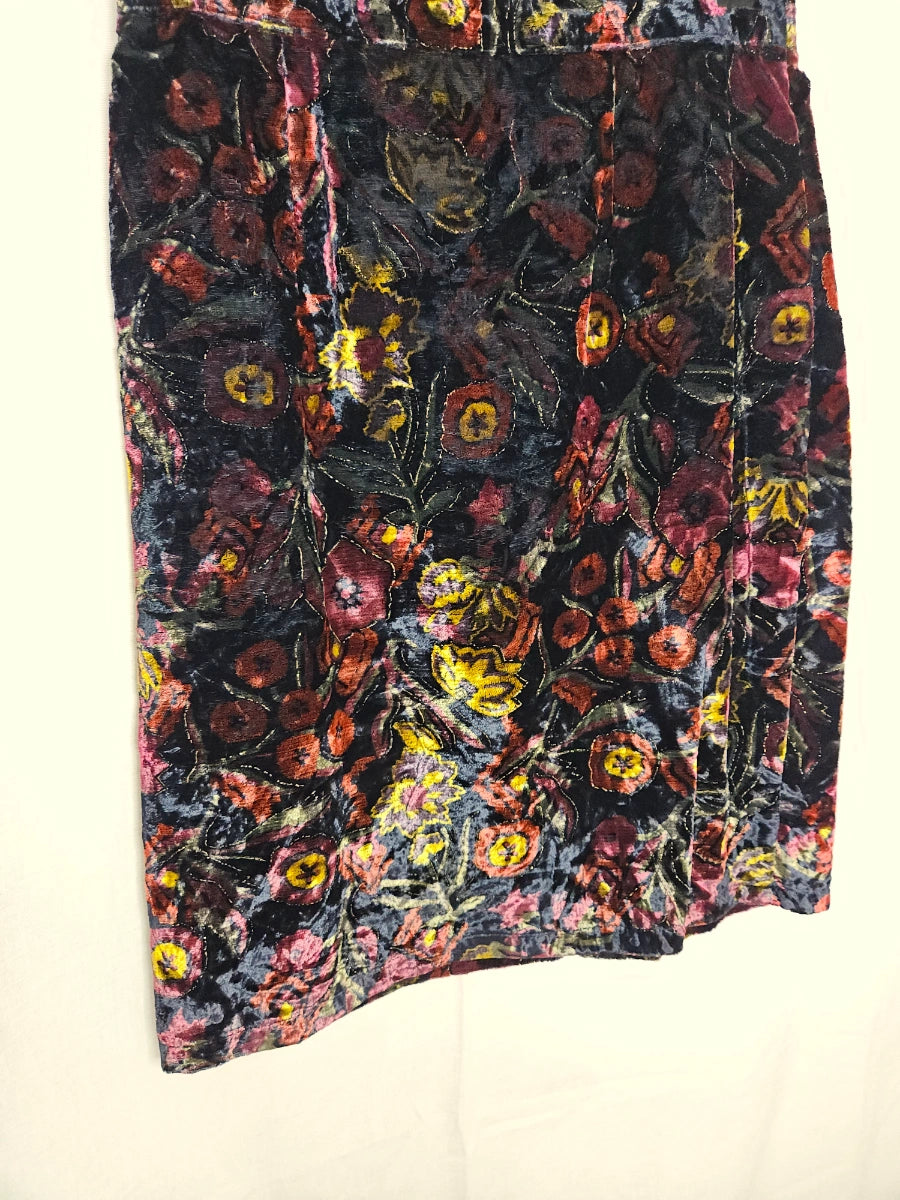 Fluwelen vintage rok kleurrijke bloemen | XS