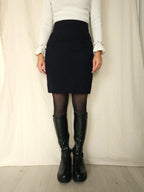 Wollen vintage rok donkerblauw | XS