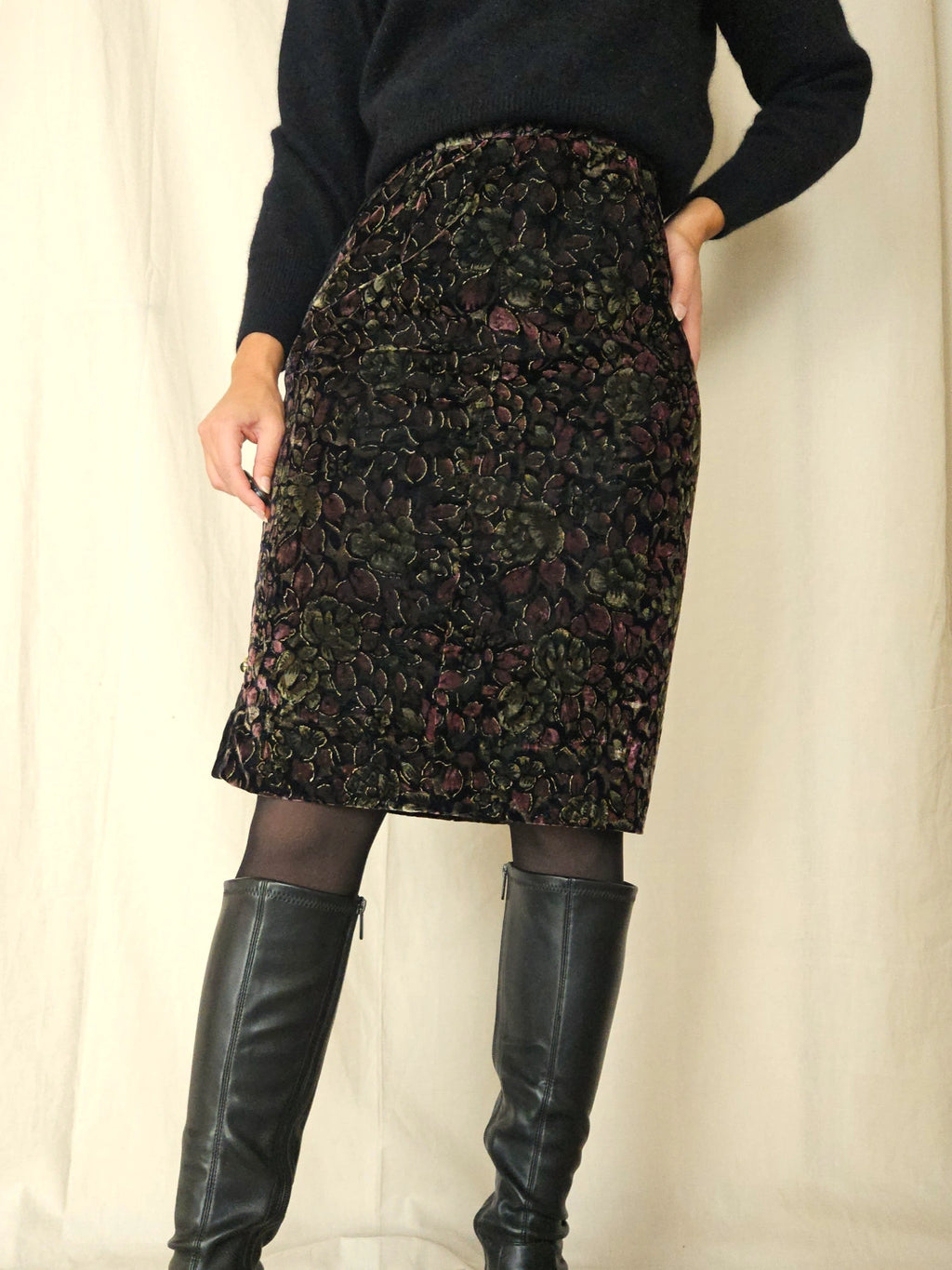 Fluwelen vintage rok herfstpatroon | S