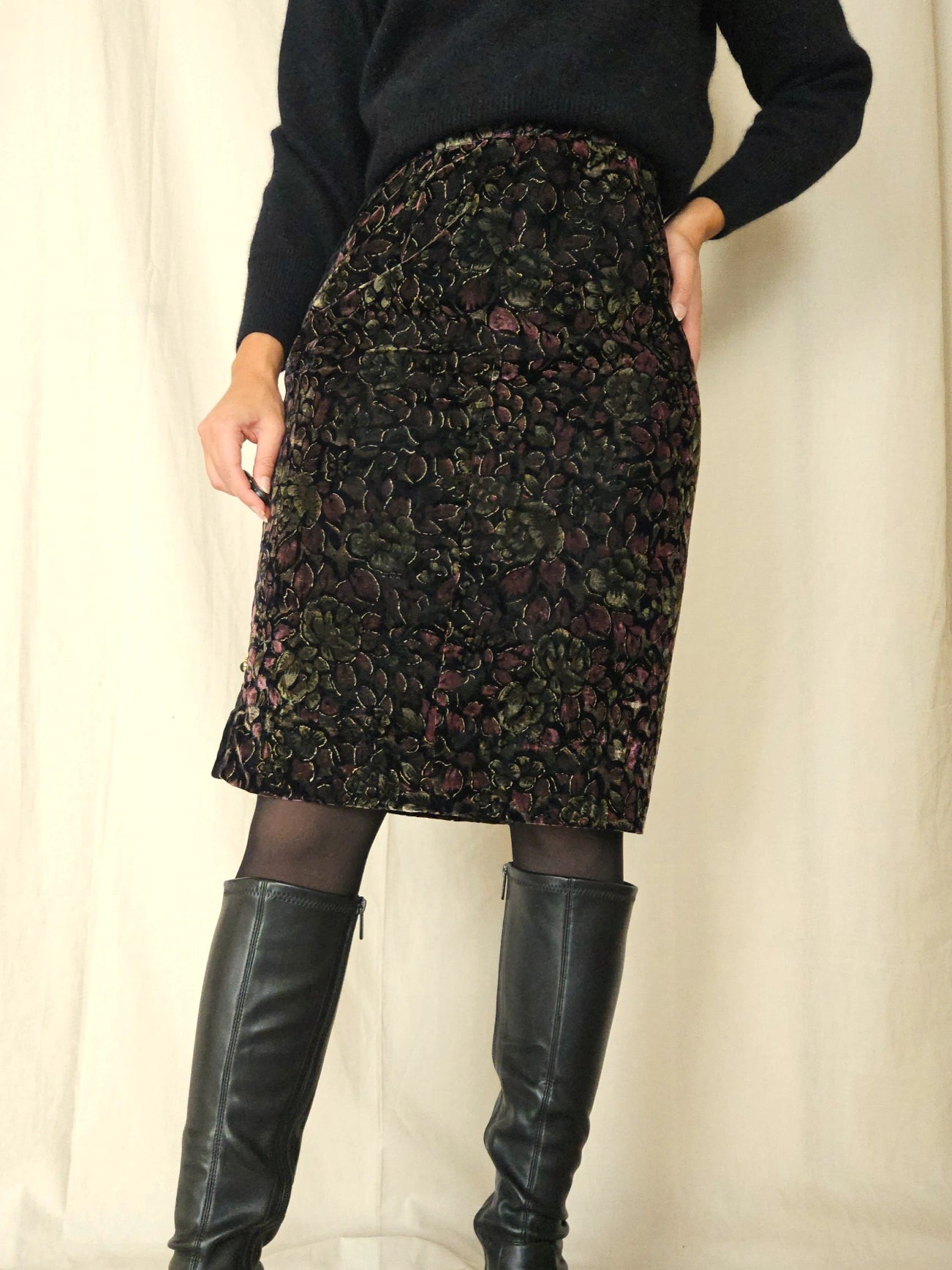 Fluwelen vintage rok herfstpatroon | S