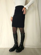 Wollen vintage rok donkerblauw | XS
