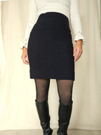 Wollen vintage rok donkerblauw | XS
