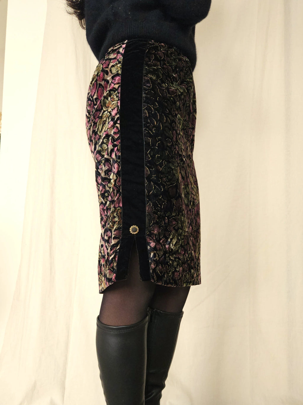 Fluwelen vintage rok herfstpatroon | S