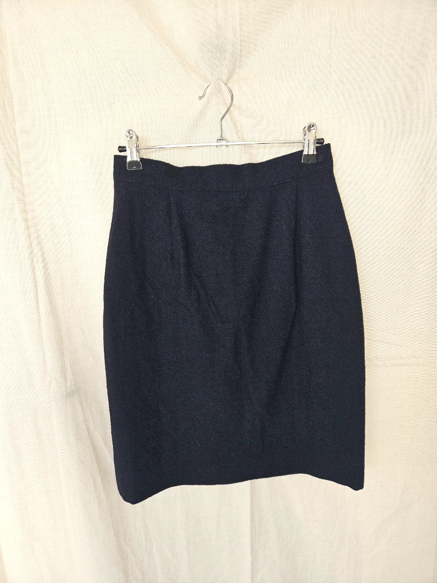 Wollen vintage rok donkerblauw | XS