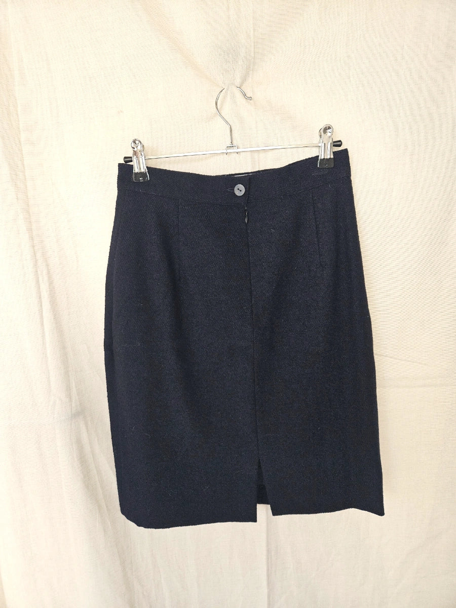 Wollen vintage rok donkerblauw | XS