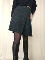 Donkergroene wollen vintage rok | XL