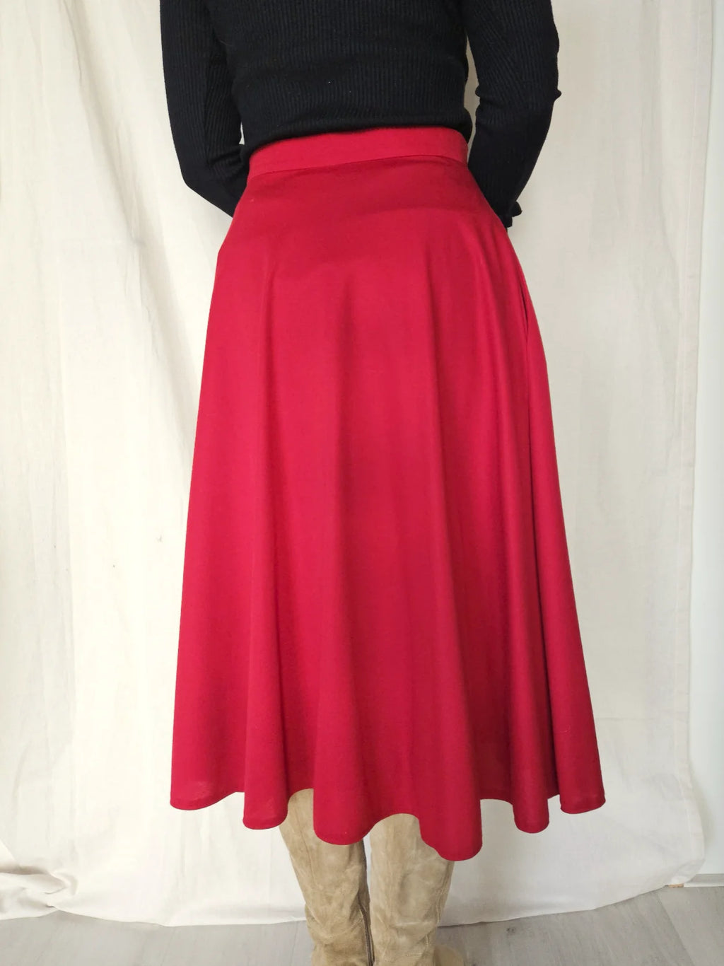 Rode doorknoop vintage rok | M