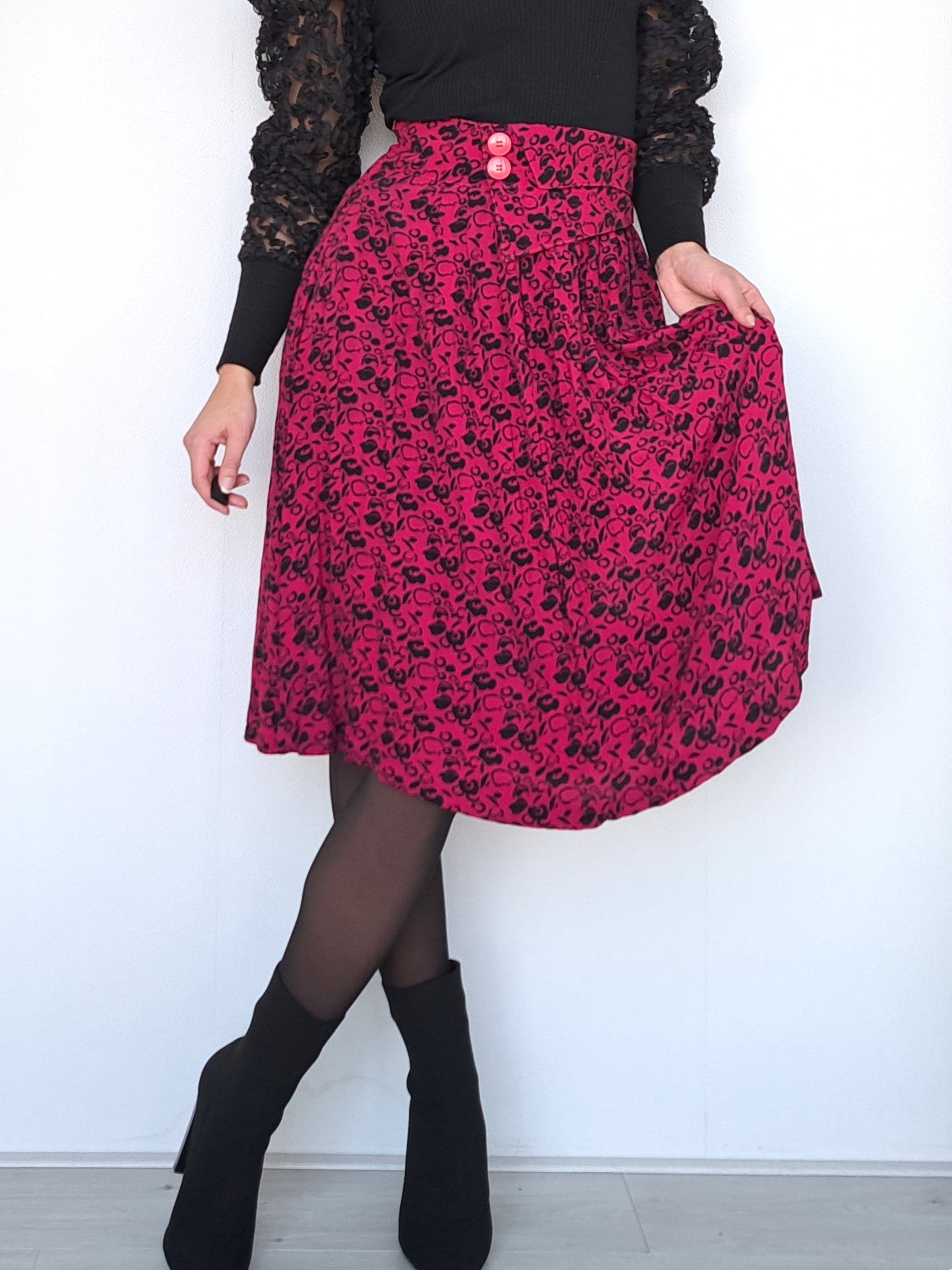 Donkerroze jaren 80 vintage rok | S