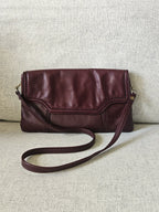 Bruinrode leren vintage handtas