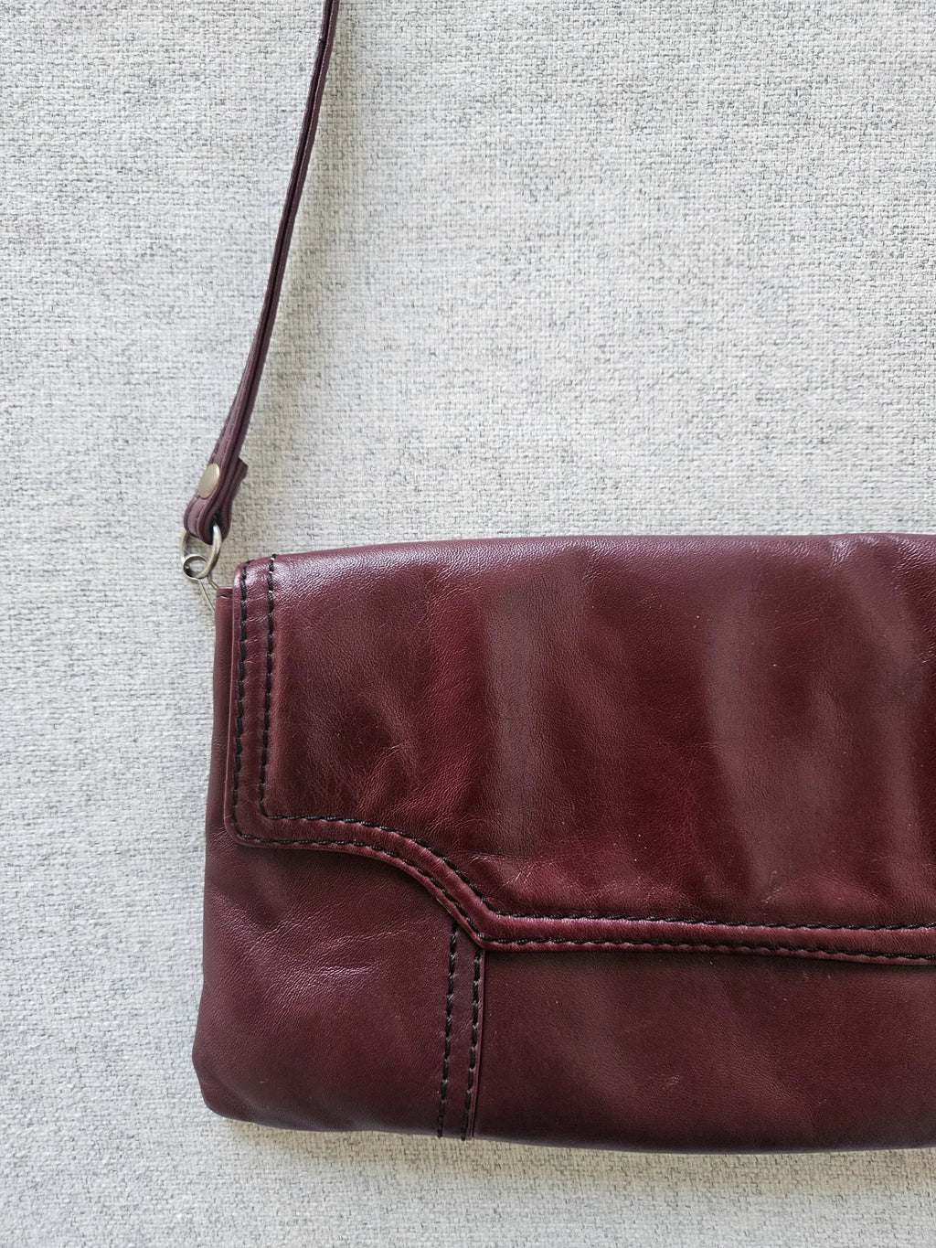 Bruinrode leren vintage handtas