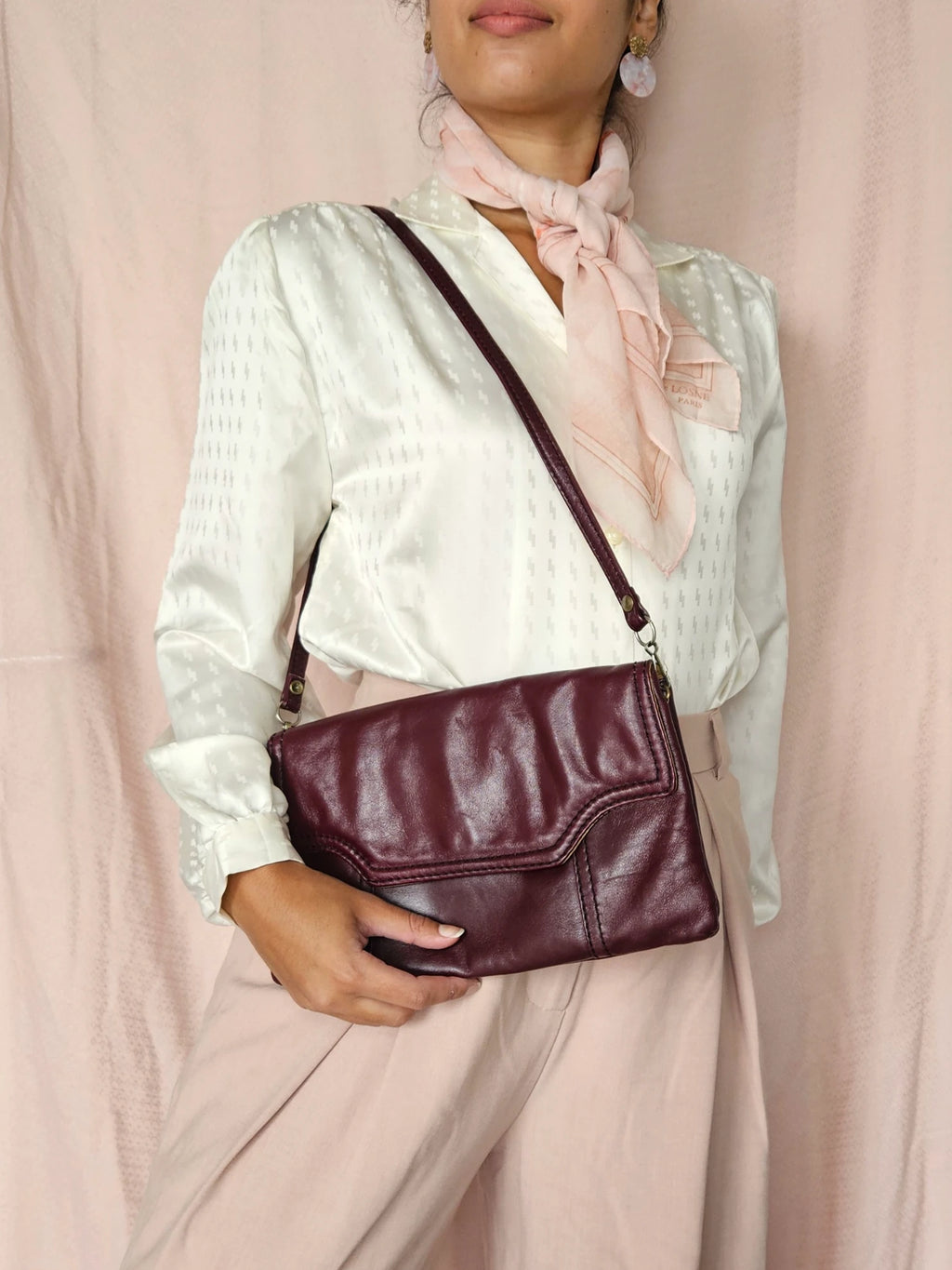 Bruinrode leren vintage handtas