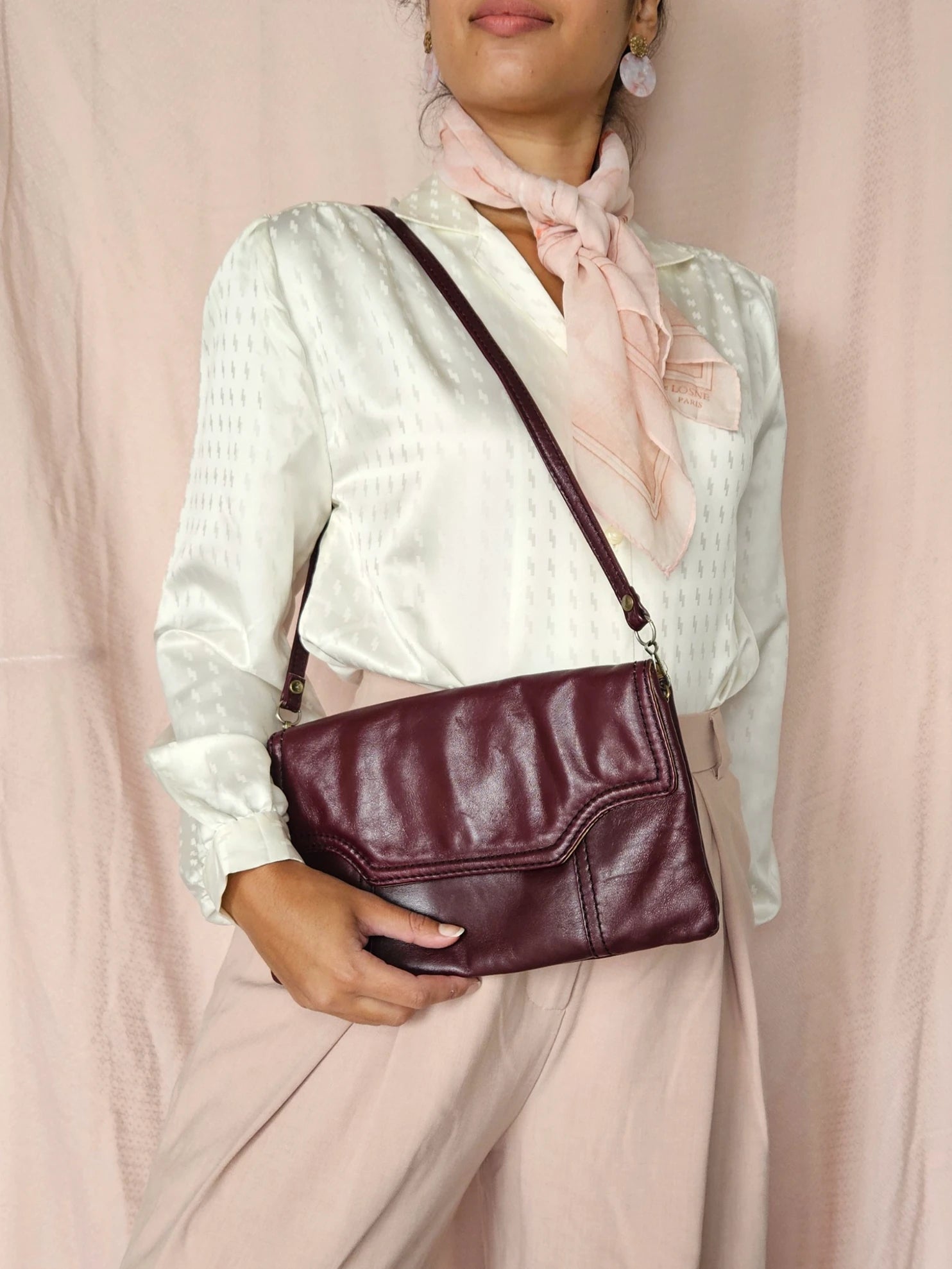 Bruinrode leren vintage handtas