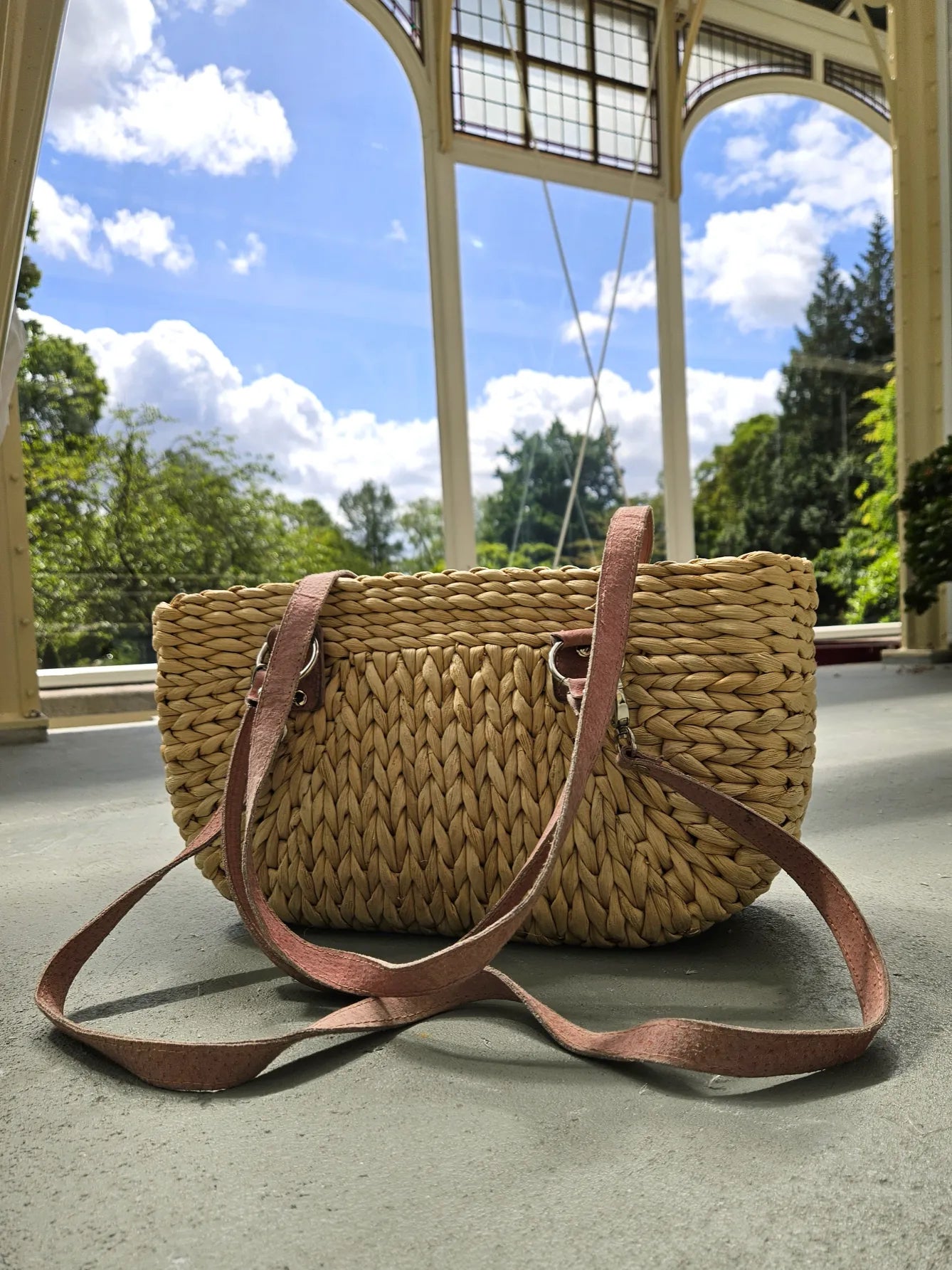 Rieten vintage handtas