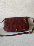 Bruinrode leren vintage schoudertas