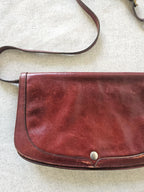 Bruinrode leren vintage schoudertas
