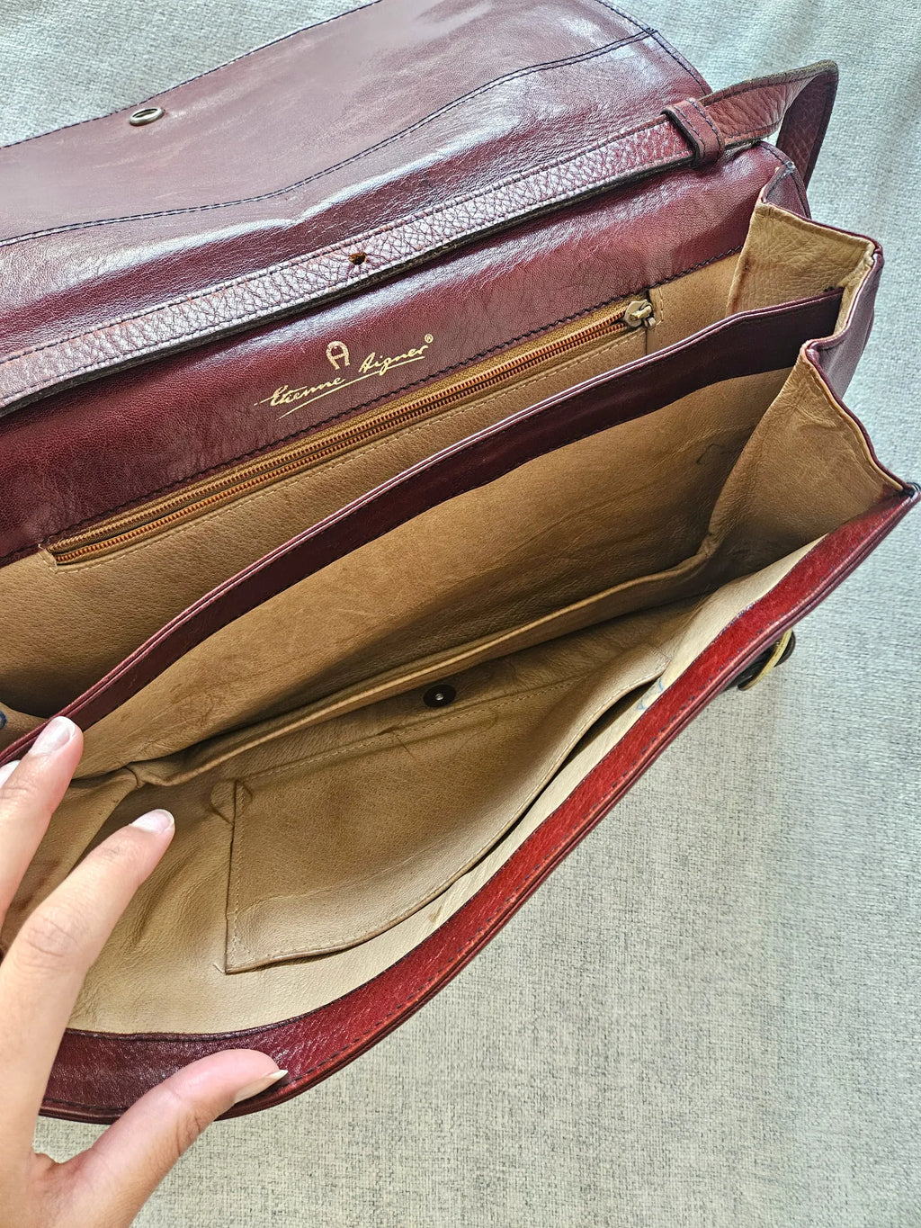 Bruinrode leren vintage schoudertas