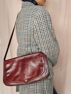 Bruinrode leren vintage schoudertas