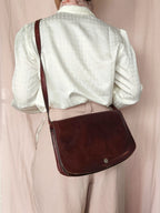 Bruinrode leren vintage schoudertas
