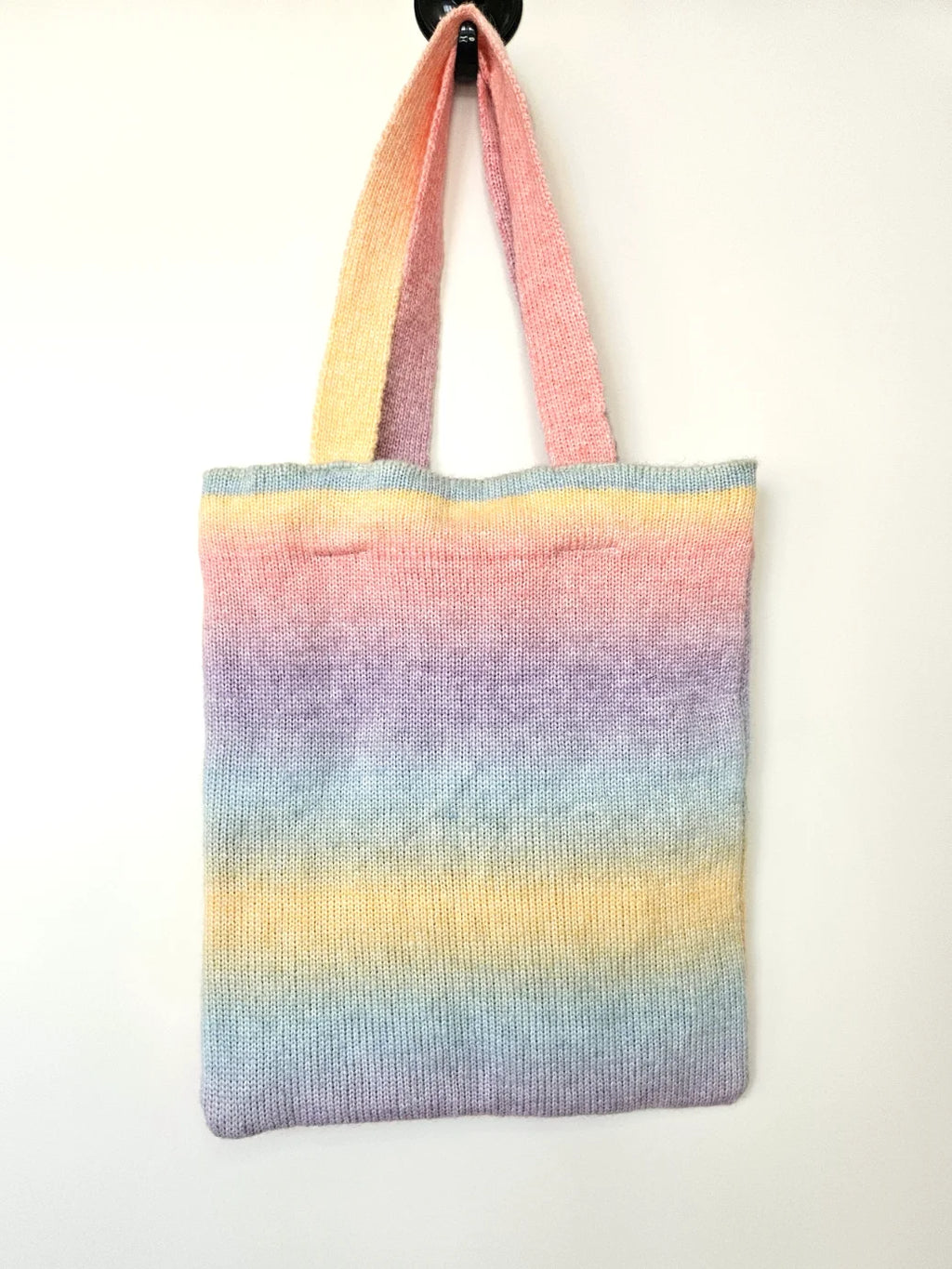 Gebreide vintage tote bag regenboog