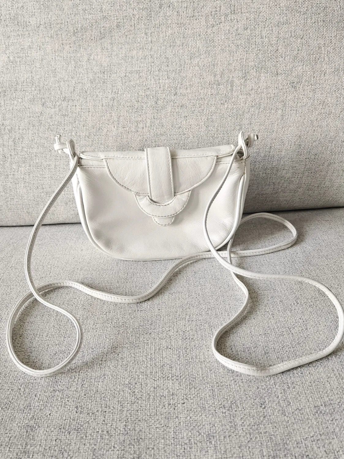 Vintage schoudertasje wit leer
