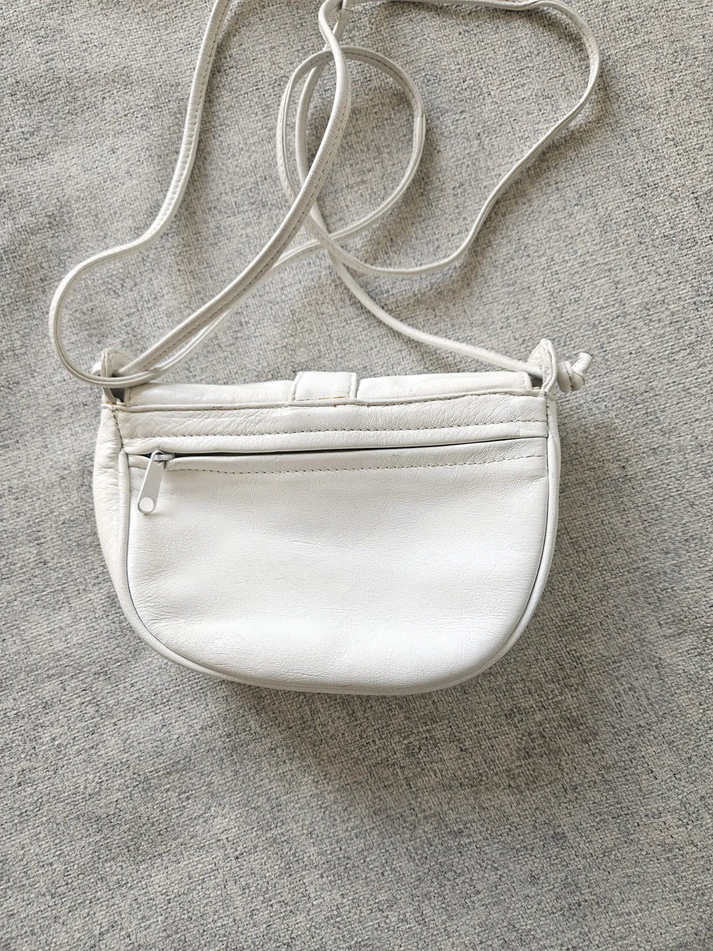 Vintage schoudertasje wit leer