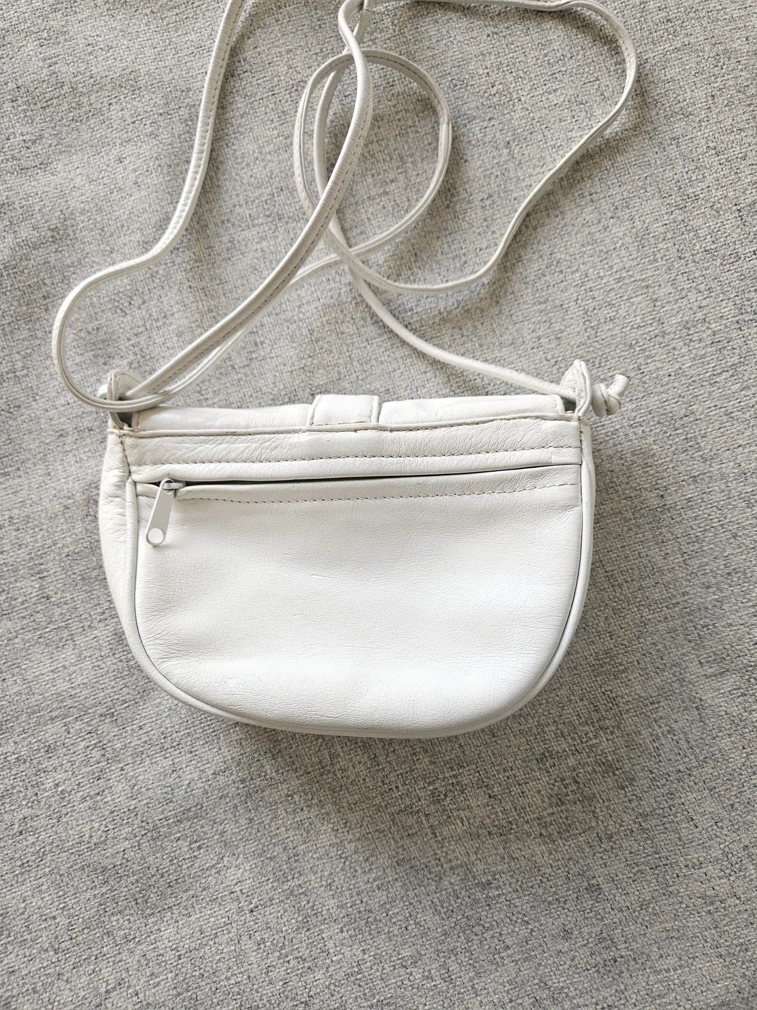 Vintage schoudertasje wit leer