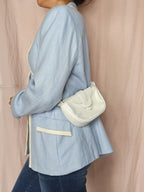 Vintage schoudertasje wit leer