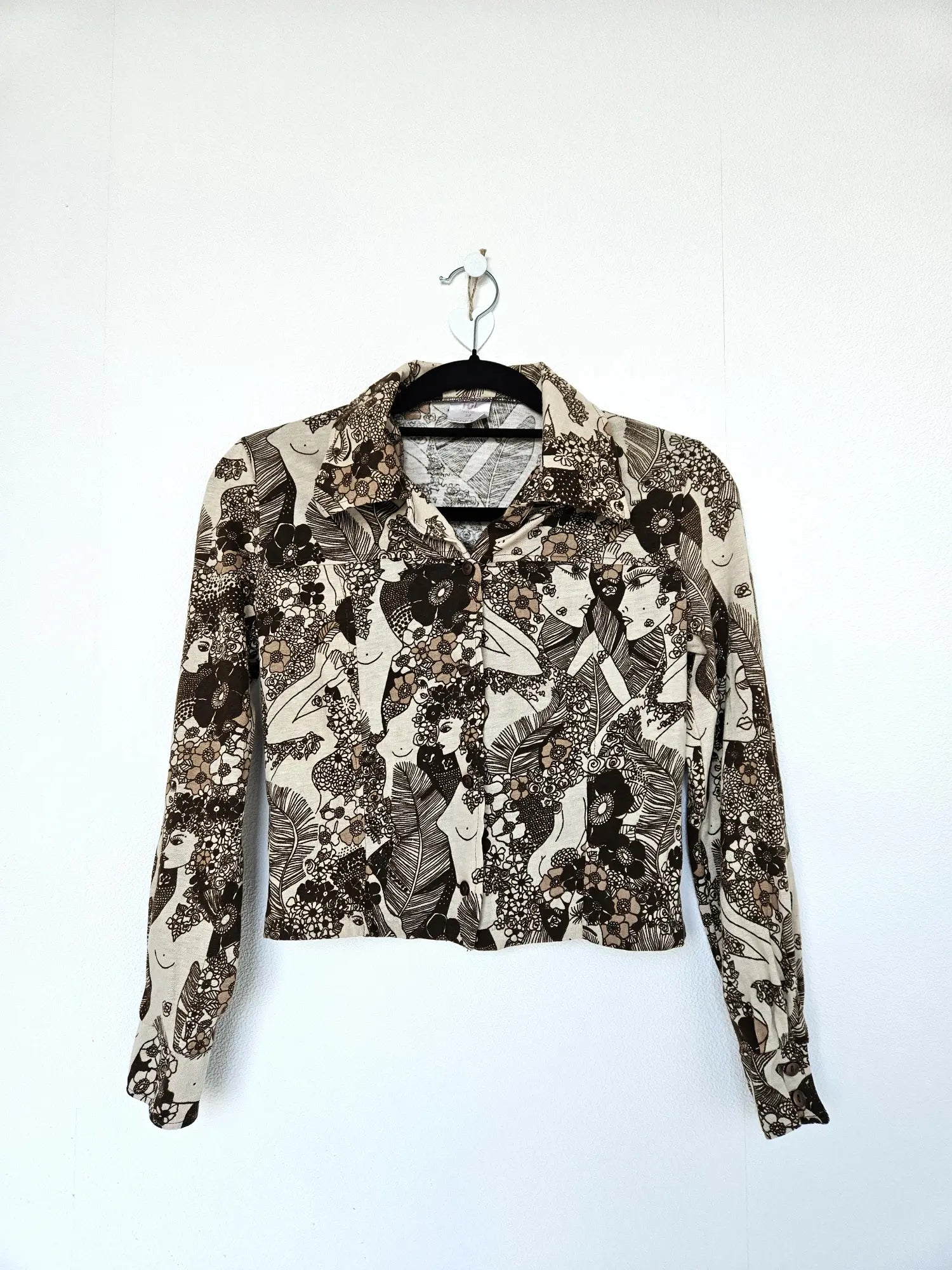 Cropped 70s vintage top van zacht & stretchy katoen | XS