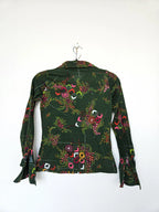 Donkergroene 70s vintage top van zacht & stretchy katoen | XS