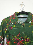 Donkergroene 70s vintage top van zacht & stretchy katoen | XS