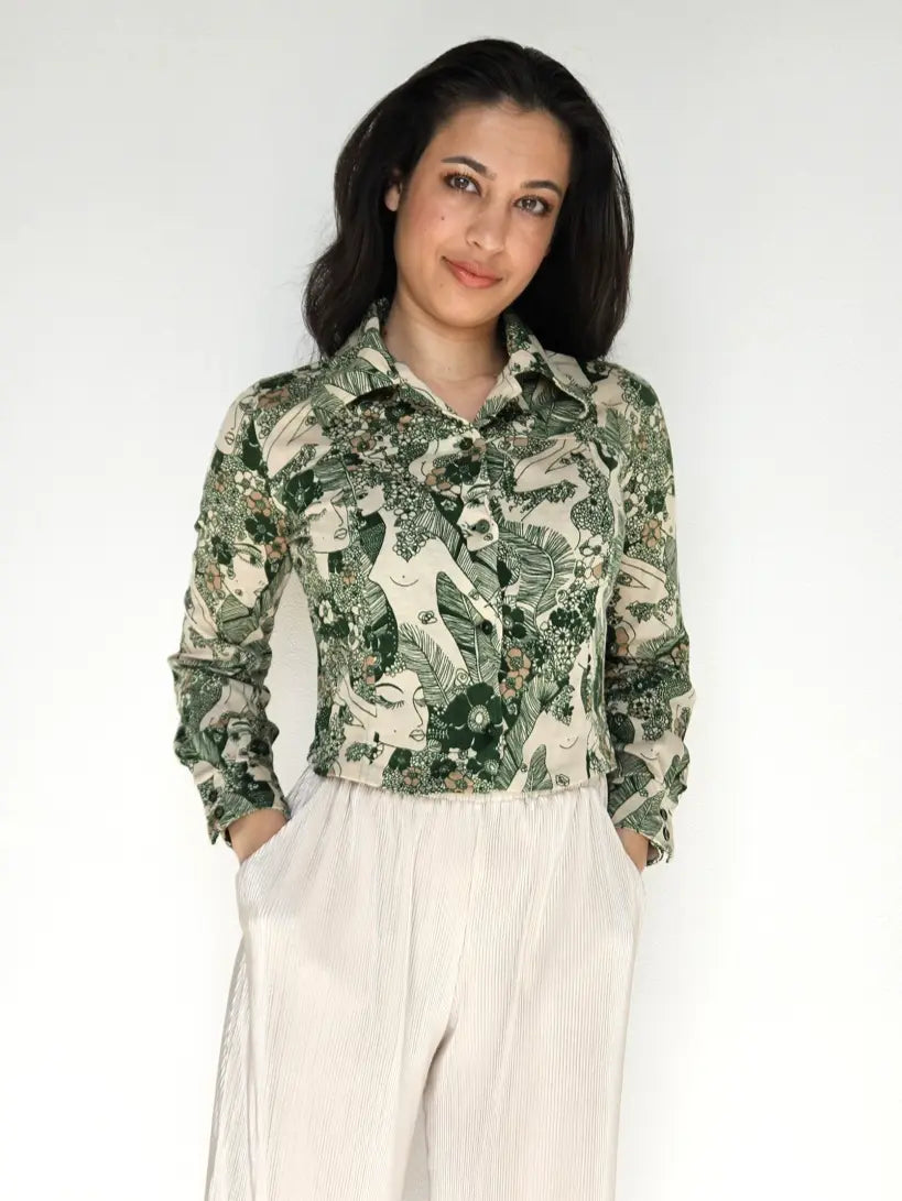 Cropped 70s vintage top van zacht & stretchy katoen | XS