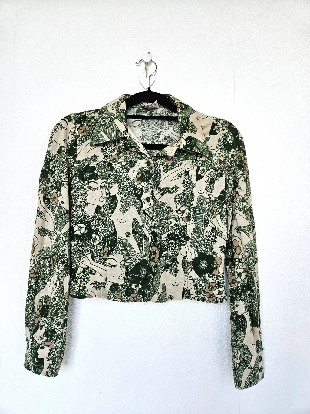 Cropped 70s vintage top van zacht & stretchy katoen | XS