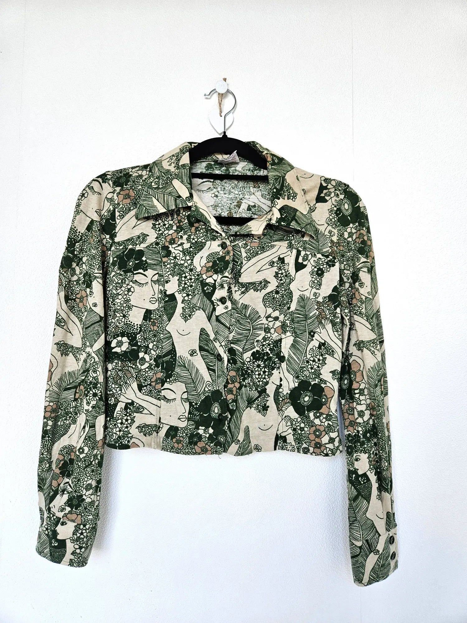 Cropped 70s vintage top van zacht & stretchy katoen | XS