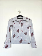 Lichtblauwe 70s vintage top van zacht & stretchy katoen | XS