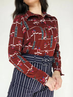 Rode 70s vintage top van zacht & stretchy katoen | L