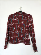 Rode 70s vintage top van zacht & stretchy katoen | L