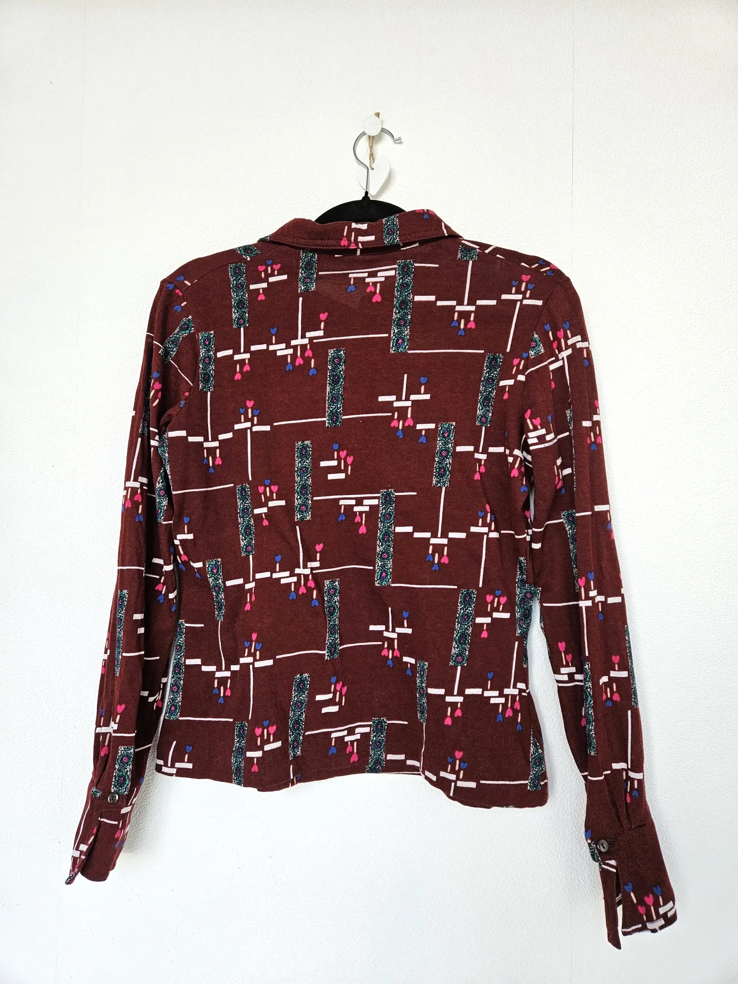 Rode 70s vintage top van zacht & stretchy katoen | L