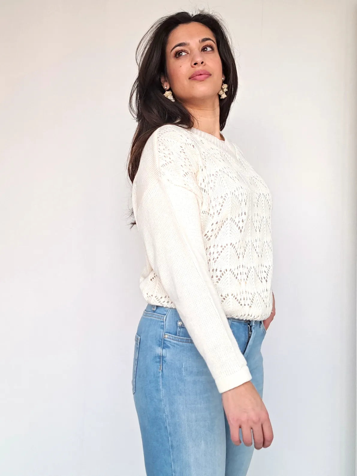 gehaakte witte vintage trui