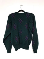 donkergroene wollen vintage trui