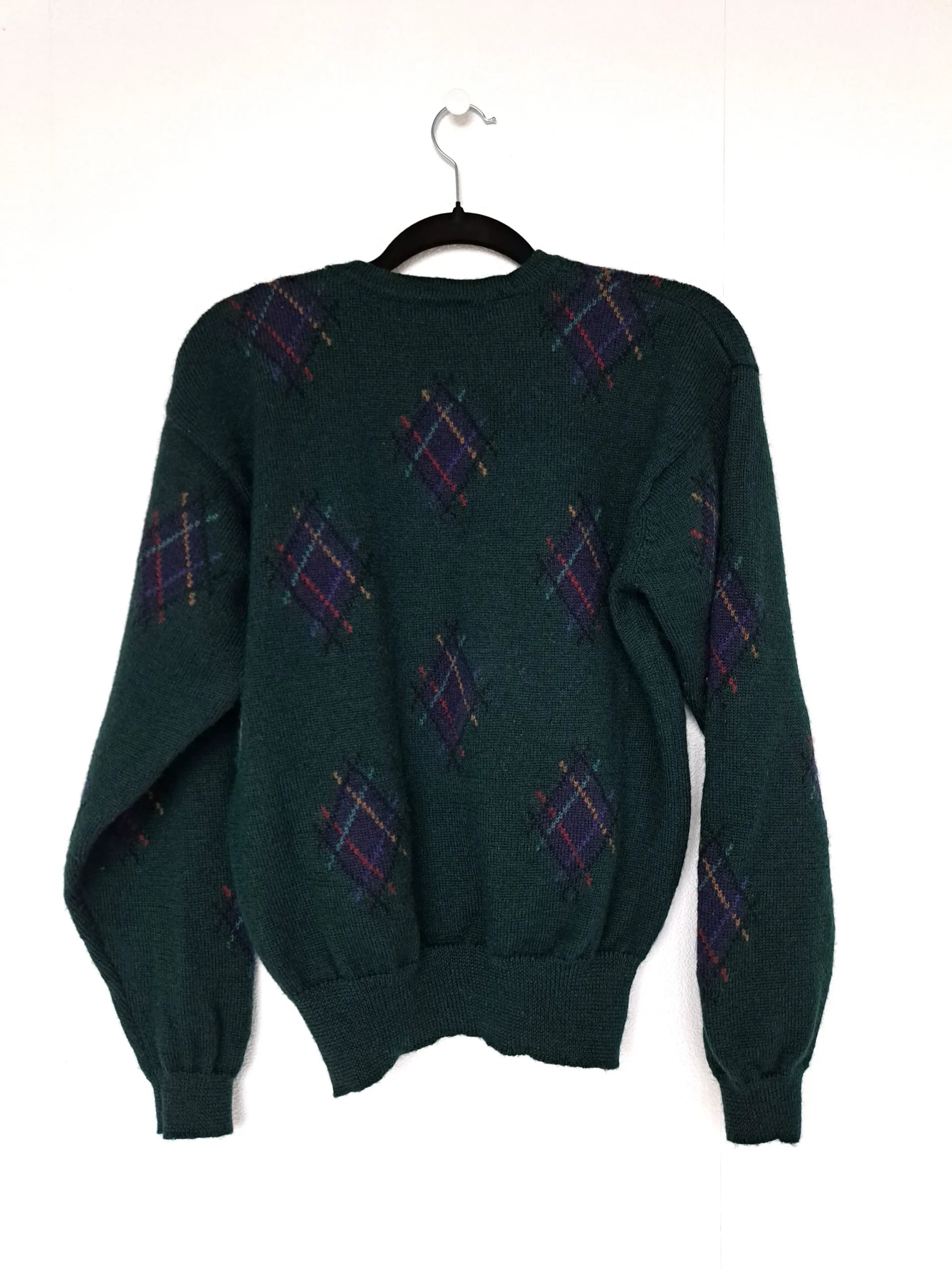 donkergroene wollen vintage trui