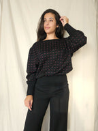 Zwarte vintage trui met stippen | XXL