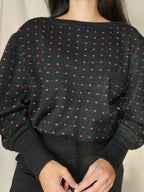 Zwarte vintage trui met stippen | XXL