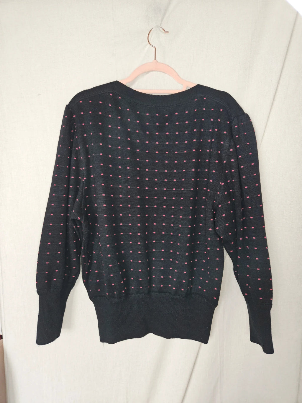 Zwarte vintage trui met stippen | XXL