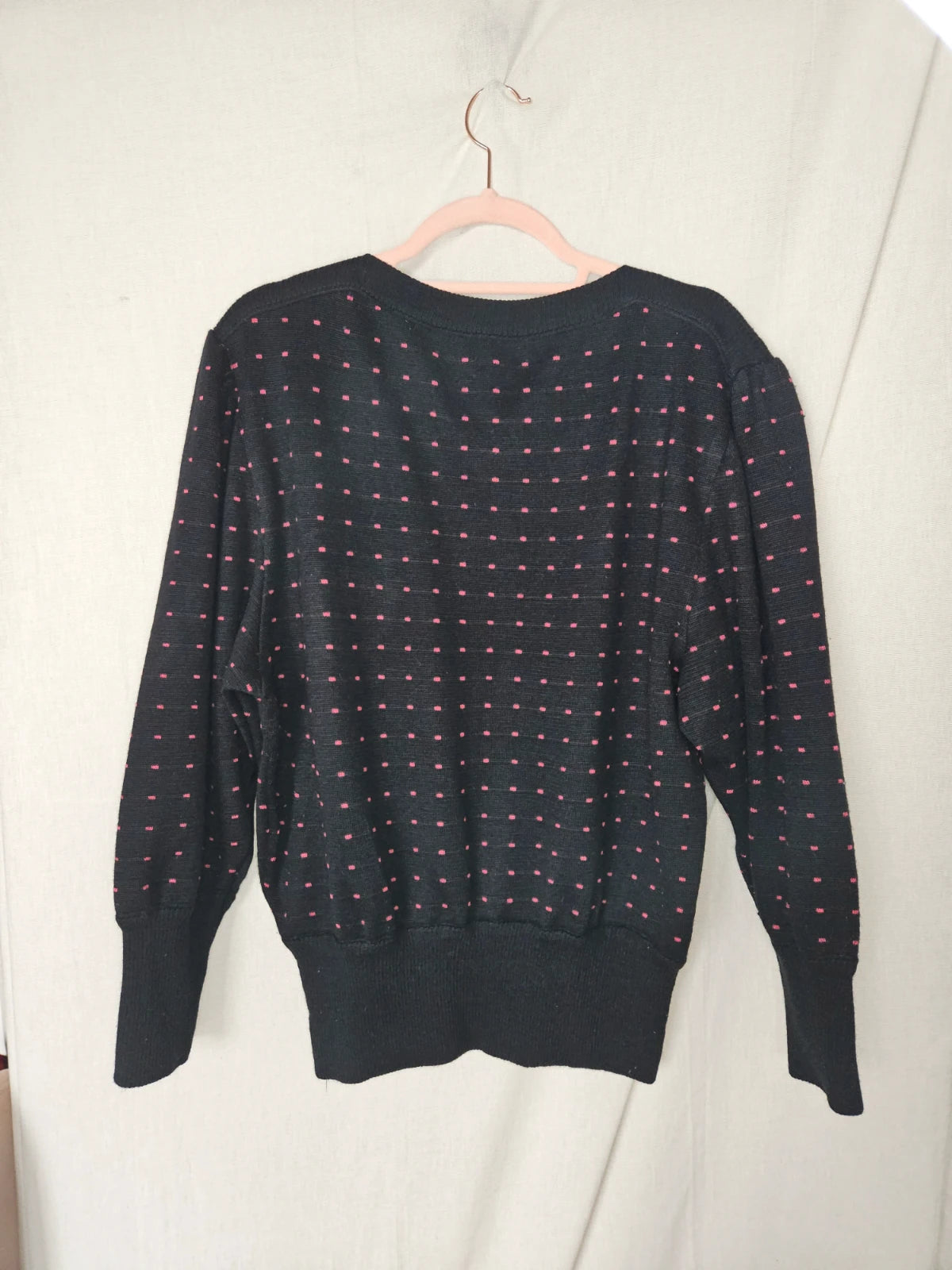 Zwarte vintage trui met stippen | XXL