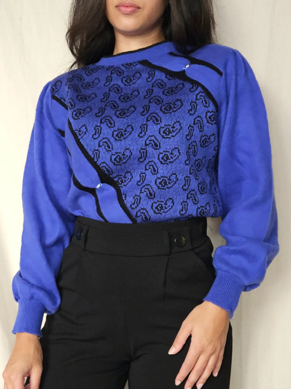 80s blauwe vintage trui | M