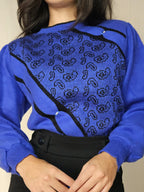 80s blauwe vintage trui | M